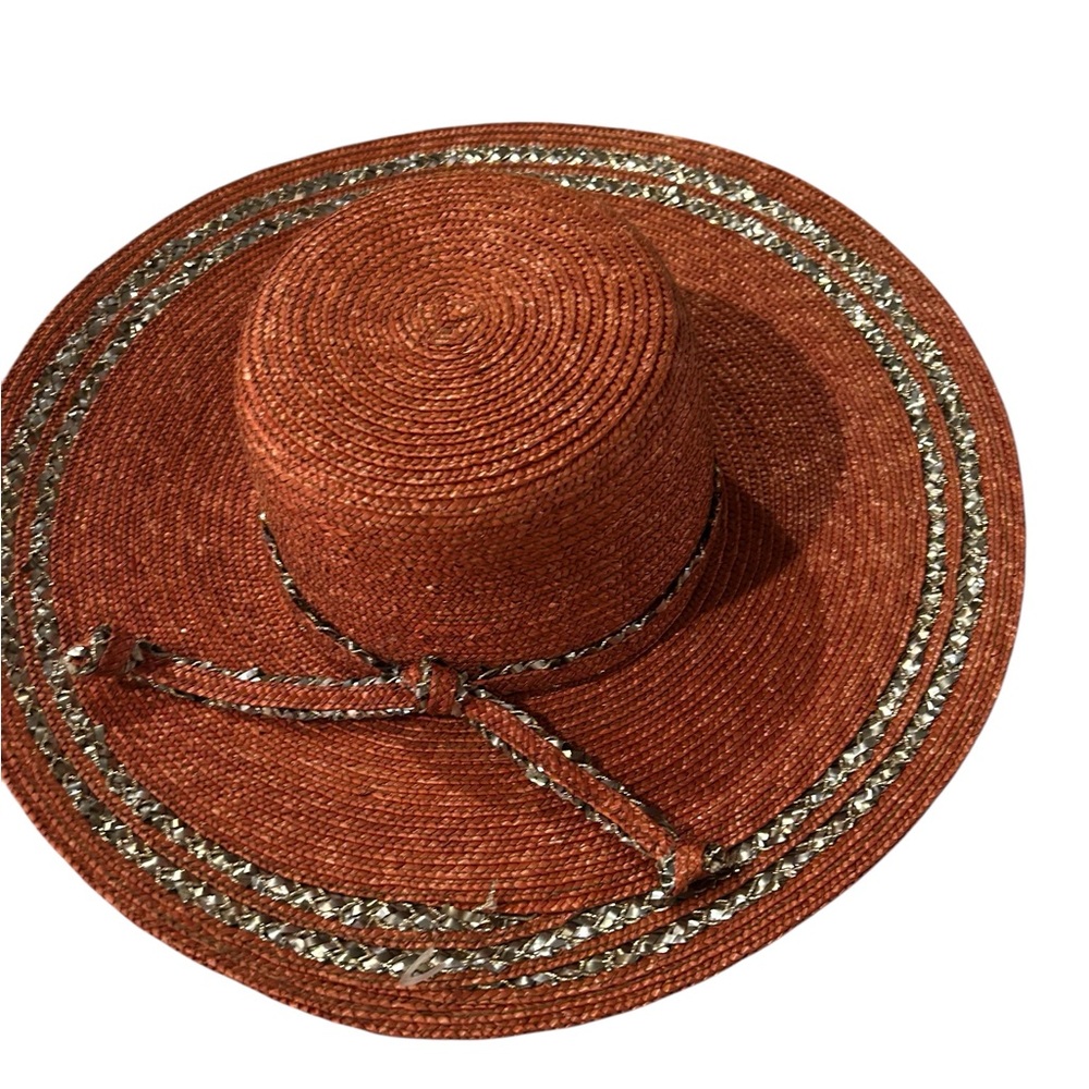 Mazzanti Coral and Metallic Straw Hat - Picture 4 of 9